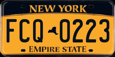 NY license plate FCQ0223