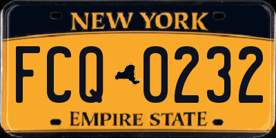 NY license plate FCQ0232