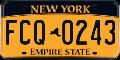 NY license plate FCQ0243
