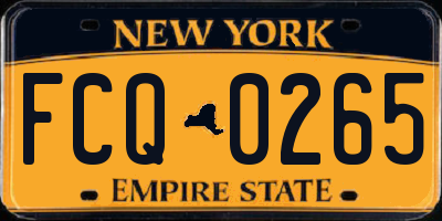 NY license plate FCQ0265
