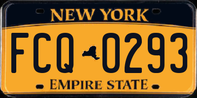 NY license plate FCQ0293