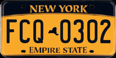 NY license plate FCQ0302