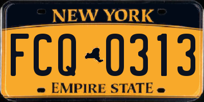 NY license plate FCQ0313