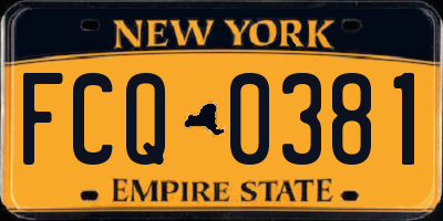 NY license plate FCQ0381