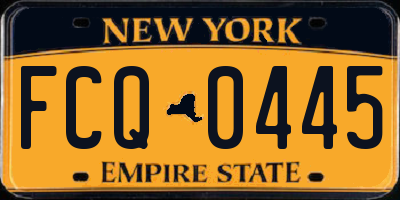 NY license plate FCQ0445