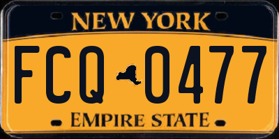 NY license plate FCQ0477