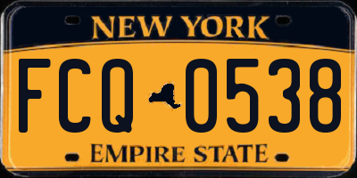 NY license plate FCQ0538
