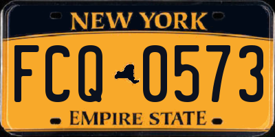 NY license plate FCQ0573