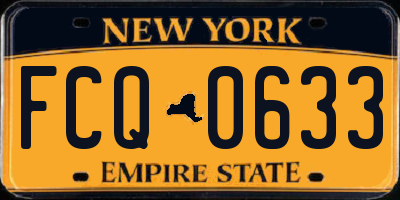 NY license plate FCQ0633