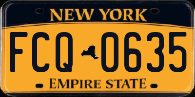 NY license plate FCQ0635