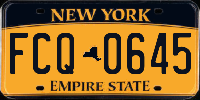 NY license plate FCQ0645