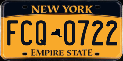 NY license plate FCQ0722