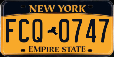 NY license plate FCQ0747