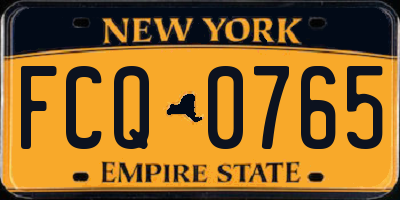 NY license plate FCQ0765