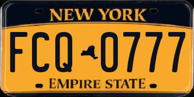 NY license plate FCQ0777