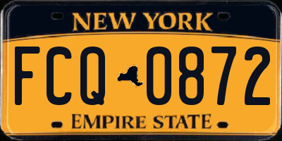 NY license plate FCQ0872