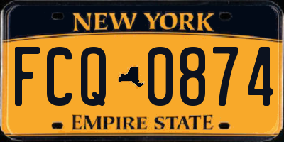 NY license plate FCQ0874