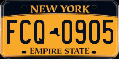 NY license plate FCQ0905