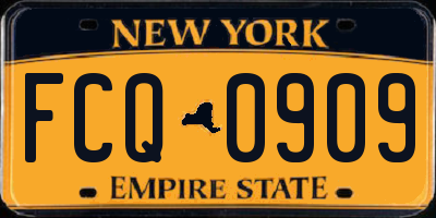 NY license plate FCQ0909