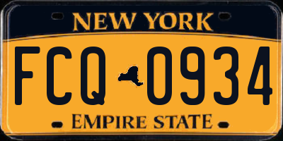 NY license plate FCQ0934