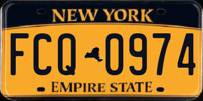 NY license plate FCQ0974