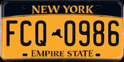 NY license plate FCQ0986
