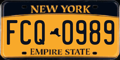 NY license plate FCQ0989