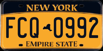NY license plate FCQ0992