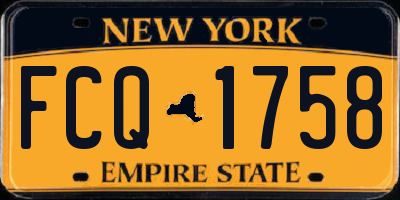 NY license plate FCQ1758