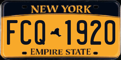 NY license plate FCQ1920