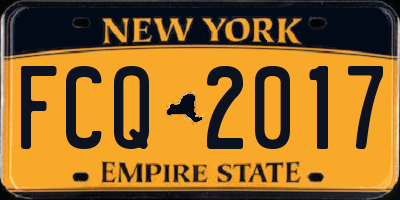 NY license plate FCQ2017