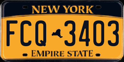 NY license plate FCQ3403