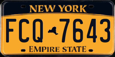 NY license plate FCQ7643