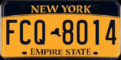 NY license plate FCQ8014