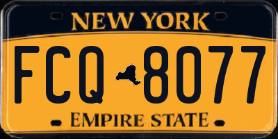 NY license plate FCQ8077