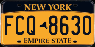 NY license plate FCQ8630