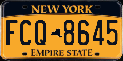 NY license plate FCQ8645