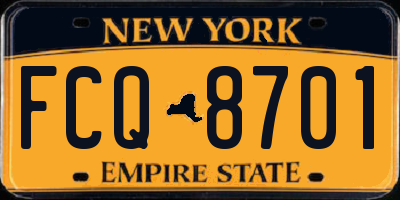 NY license plate FCQ8701