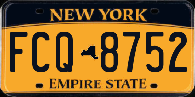 NY license plate FCQ8752