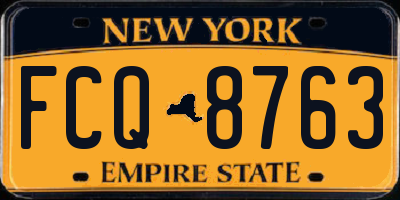 NY license plate FCQ8763