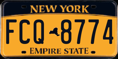 NY license plate FCQ8774