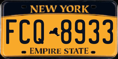 NY license plate FCQ8933