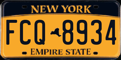 NY license plate FCQ8934