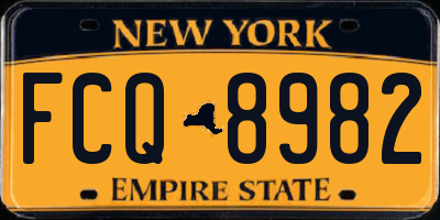 NY license plate FCQ8982