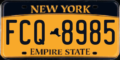 NY license plate FCQ8985