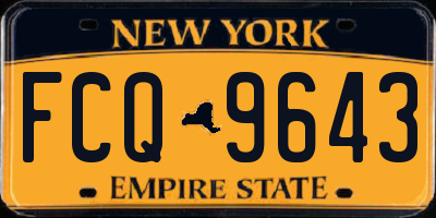 NY license plate FCQ9643