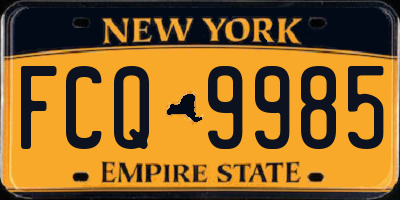 NY license plate FCQ9985