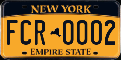 NY license plate FCR0002
