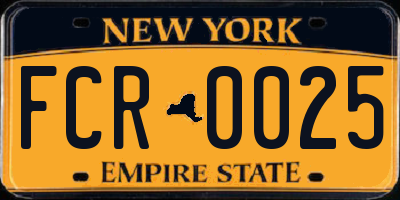 NY license plate FCR0025