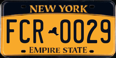 NY license plate FCR0029